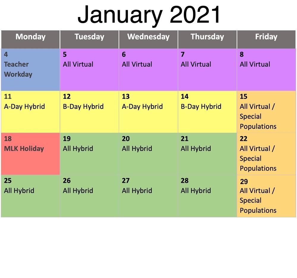 Lexington Four Modified Instructional Schedule for January 2021 Lexington Four Modified Instructional Schedule for January 2021
